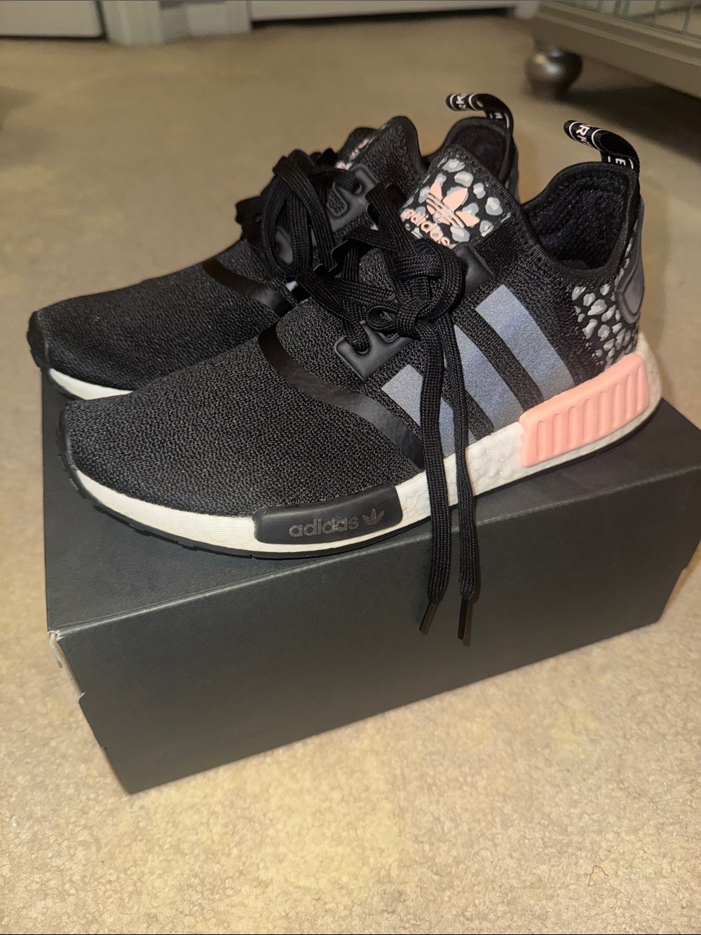 adidas Black and Pink Women's NMD_R1 Athletic Sneakers - Picture 3 of 4